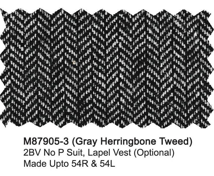 M87905-3-Mantoni Suit-Gray Herringbone Tweed